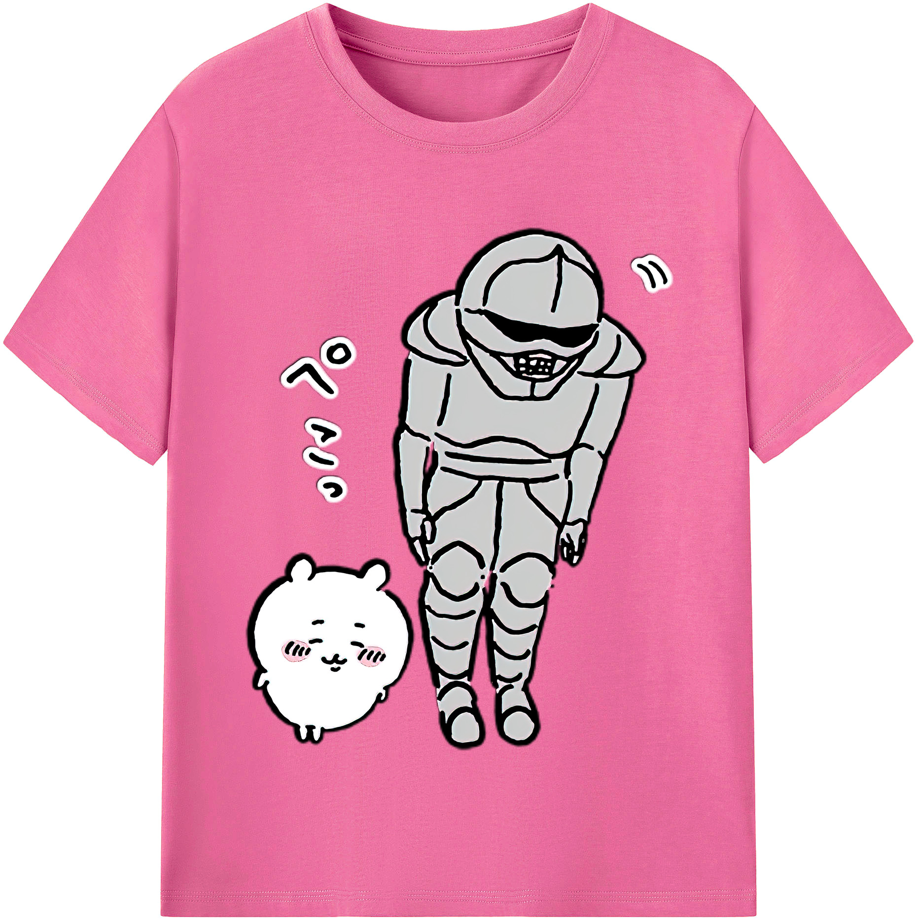 （画像用） ちいかわ 労働の鎧さん Chii-kawa Mr. Armor of Labor レディースカジュアルプリントTシャツ（綿100％）